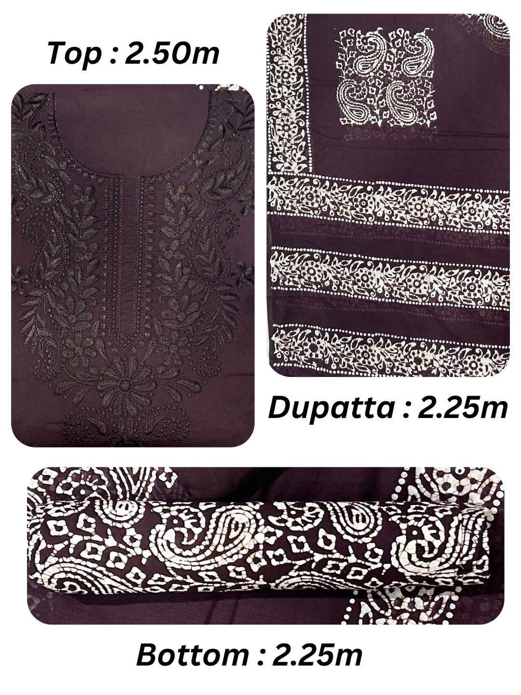 Bombay Batik Pure Cotton Lucknowi Dress Material Batik Handwork – Cofee Colour