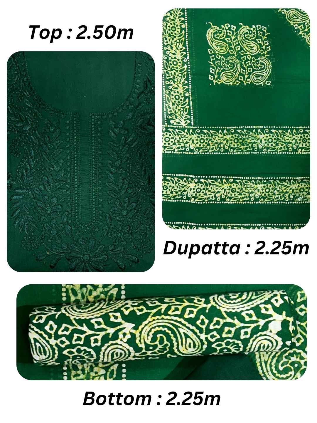 Bombay Batik Pure Cotton Lucknowi Dress Material Batik Handwork – Green Colour