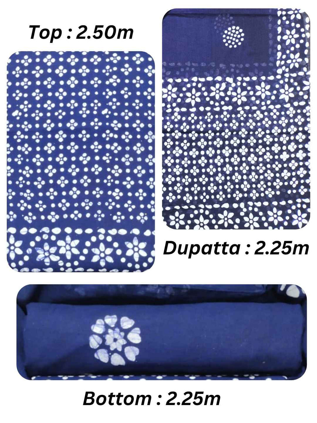 Bombay Batik Pure Cotton Dress Material Manual Wax Dye Process – Navy Blue Batik