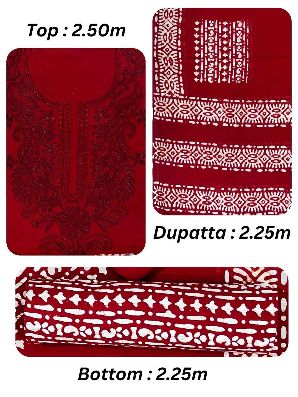 Bombay Batik Pure Cotton Dress Material Handblock Printed Lucknowi Batik – Red   Batik