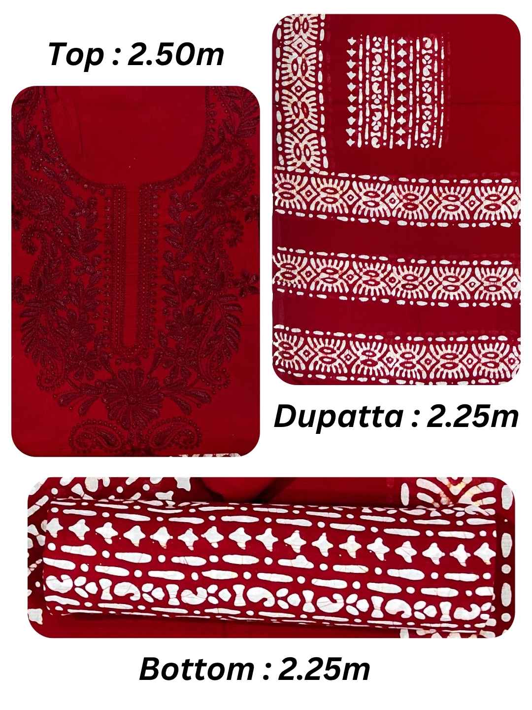 Bombay Batik Pure Cotton Dress Material Handblock Printed Lucknowi Batik – Red   Batik