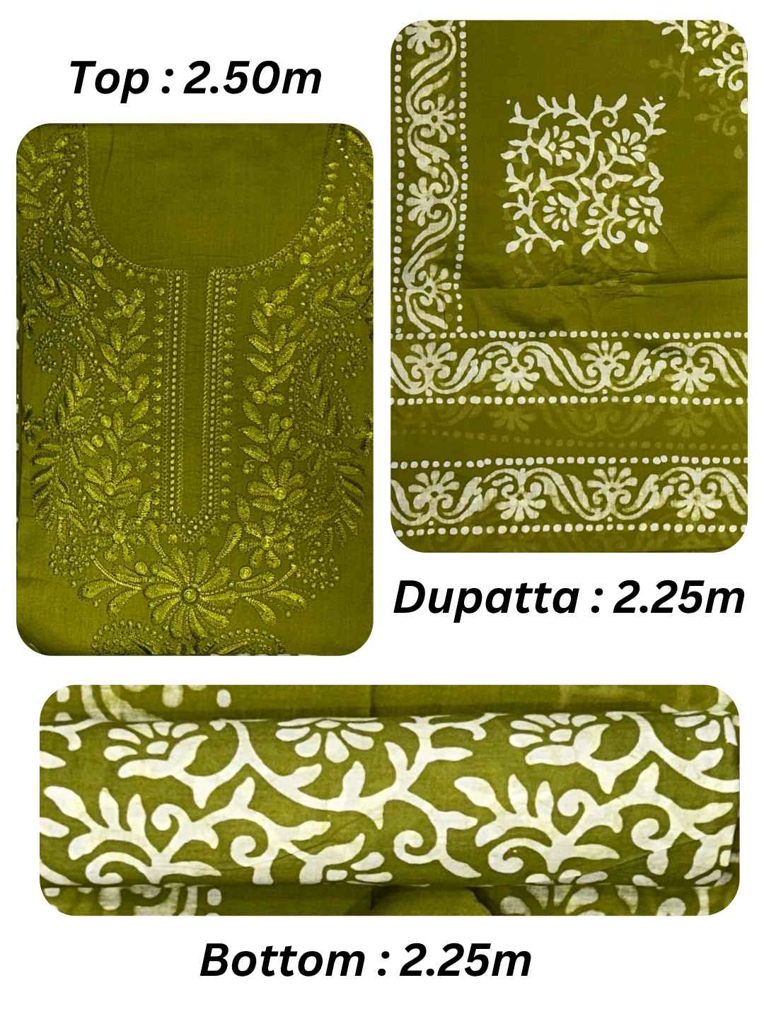 Bombay Batik Pure Cotton Dress Material Handcrafted Batik in Chikankari Style – Mehndi Batik