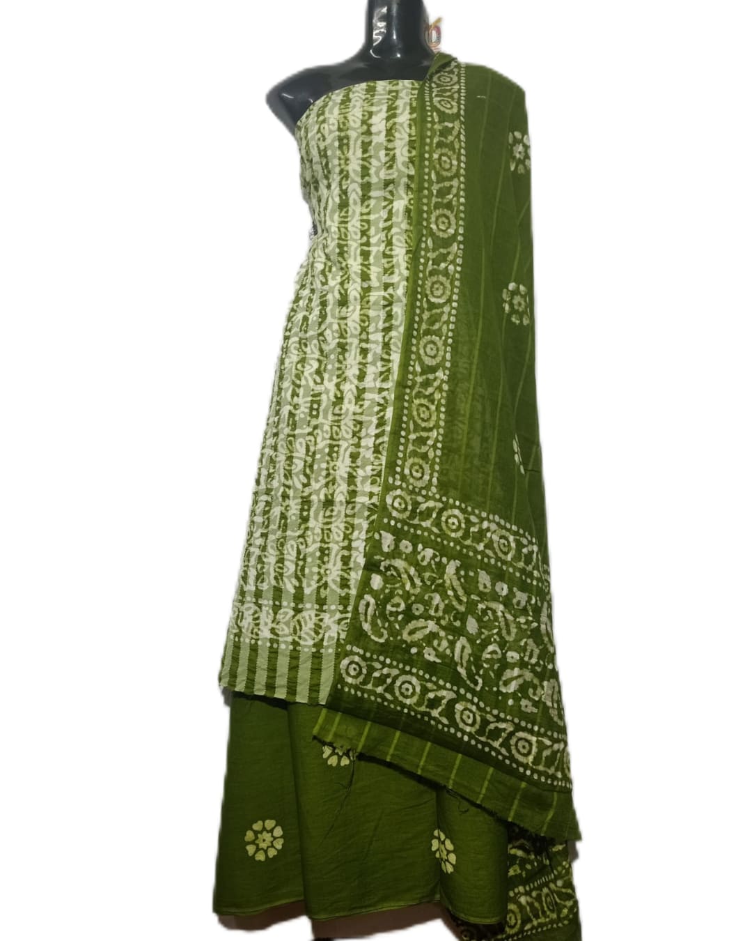 Mehndi Elegant Pure Cotton Dress Material With Dupatta