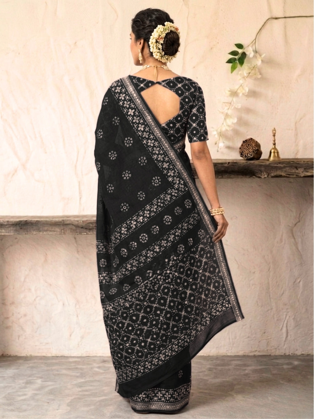Pink Serene Cotton Batik Saree with Blouse Piece