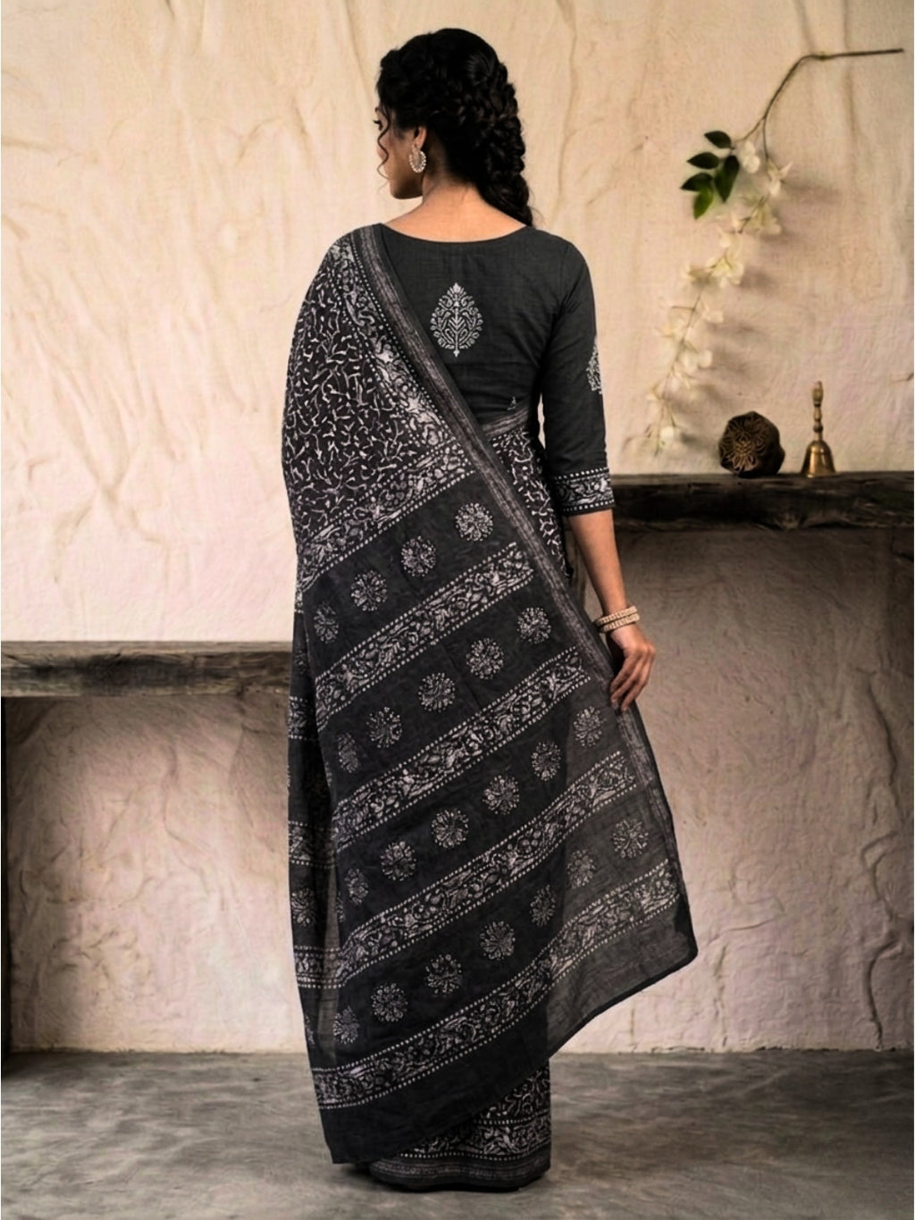 Pink Rich Cotton Batik Saree with Blouse Piece