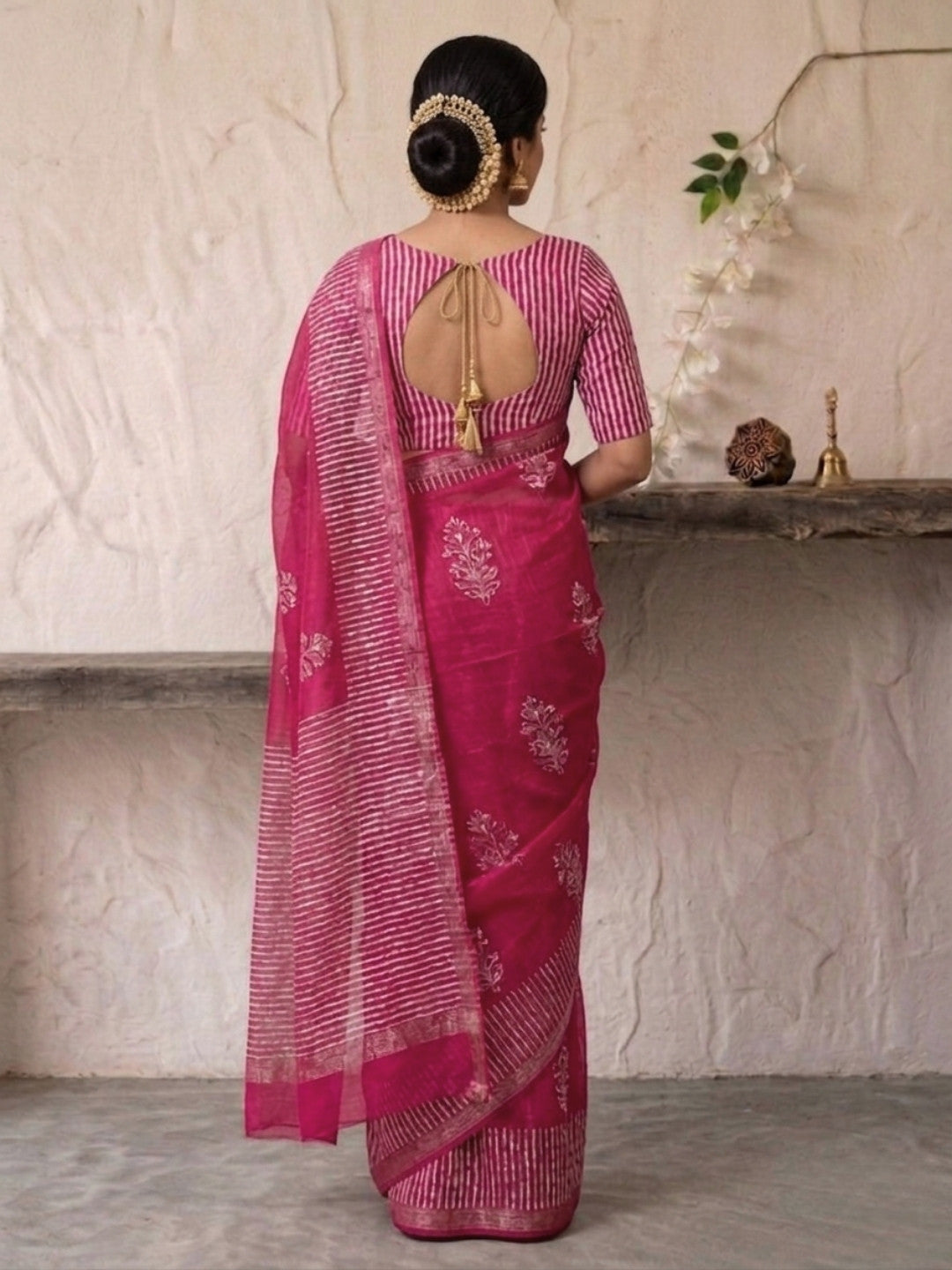 Pink Ethereal Cotton Batik Saree with Blouse Piece