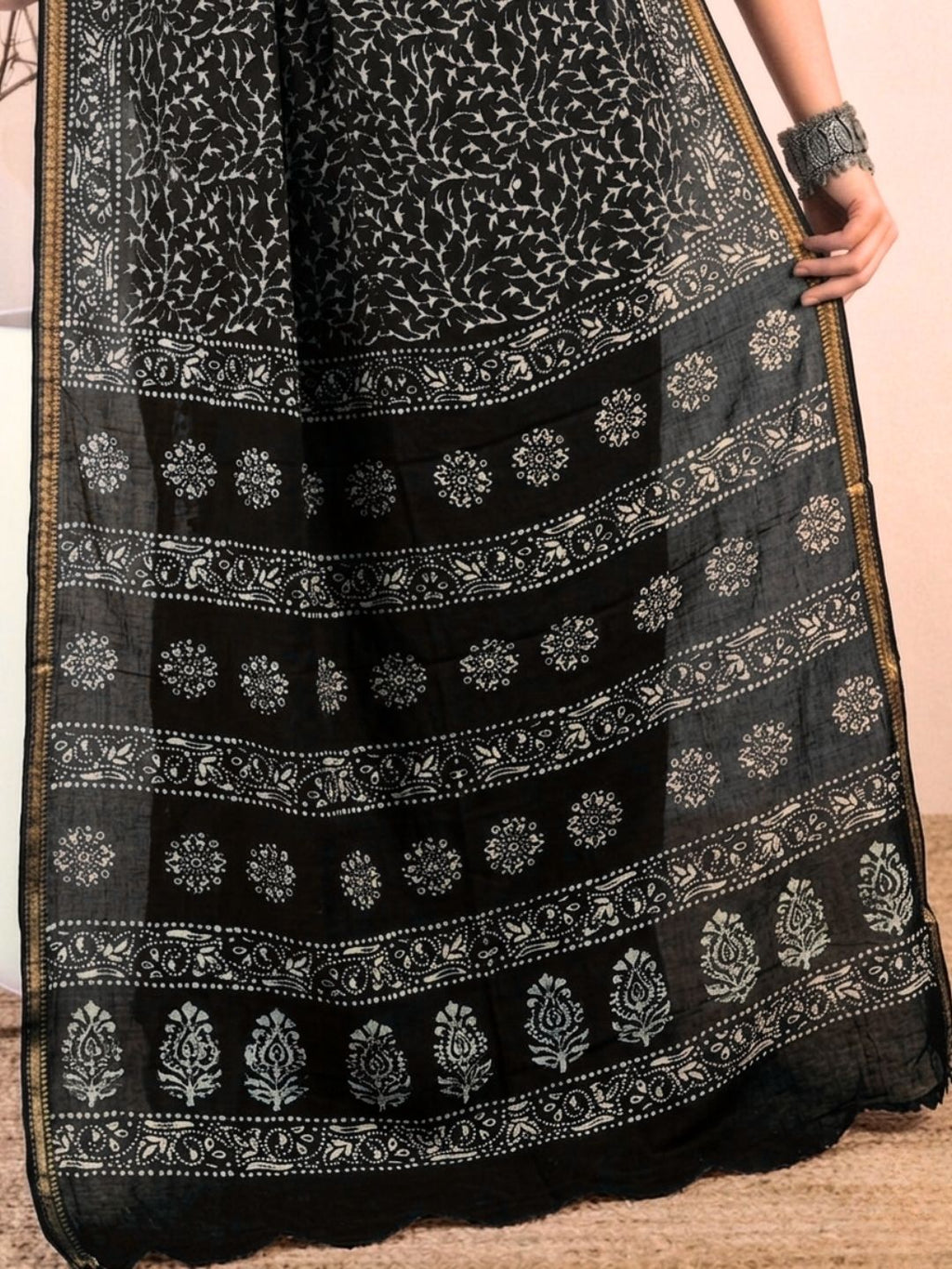Pink Rich Cotton Batik Saree with Blouse Piece