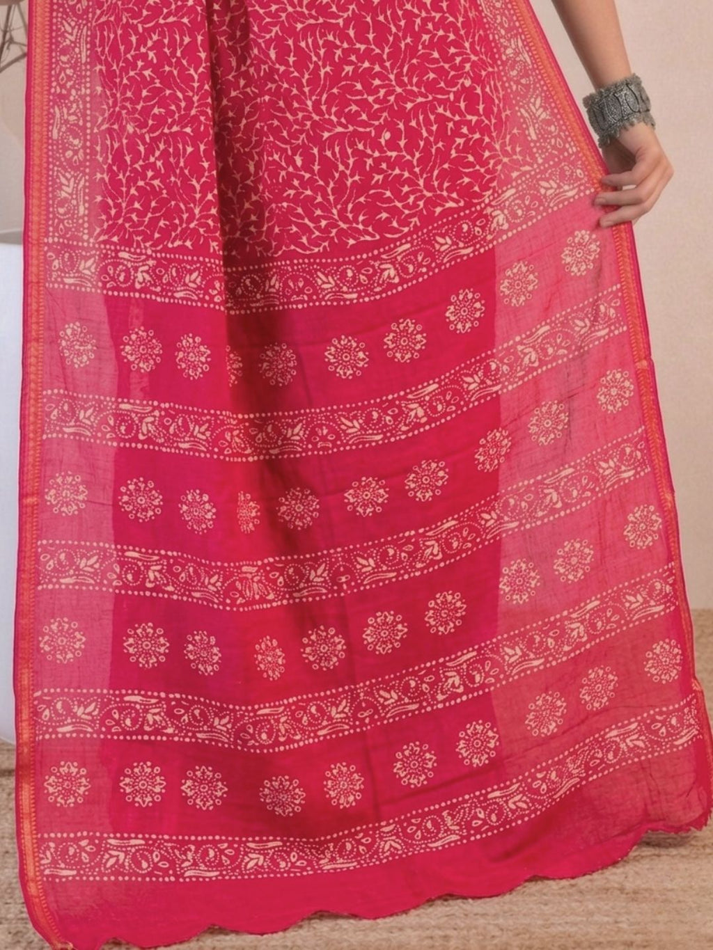 Pink Serene Cotton Batik Saree with Blouse Piece