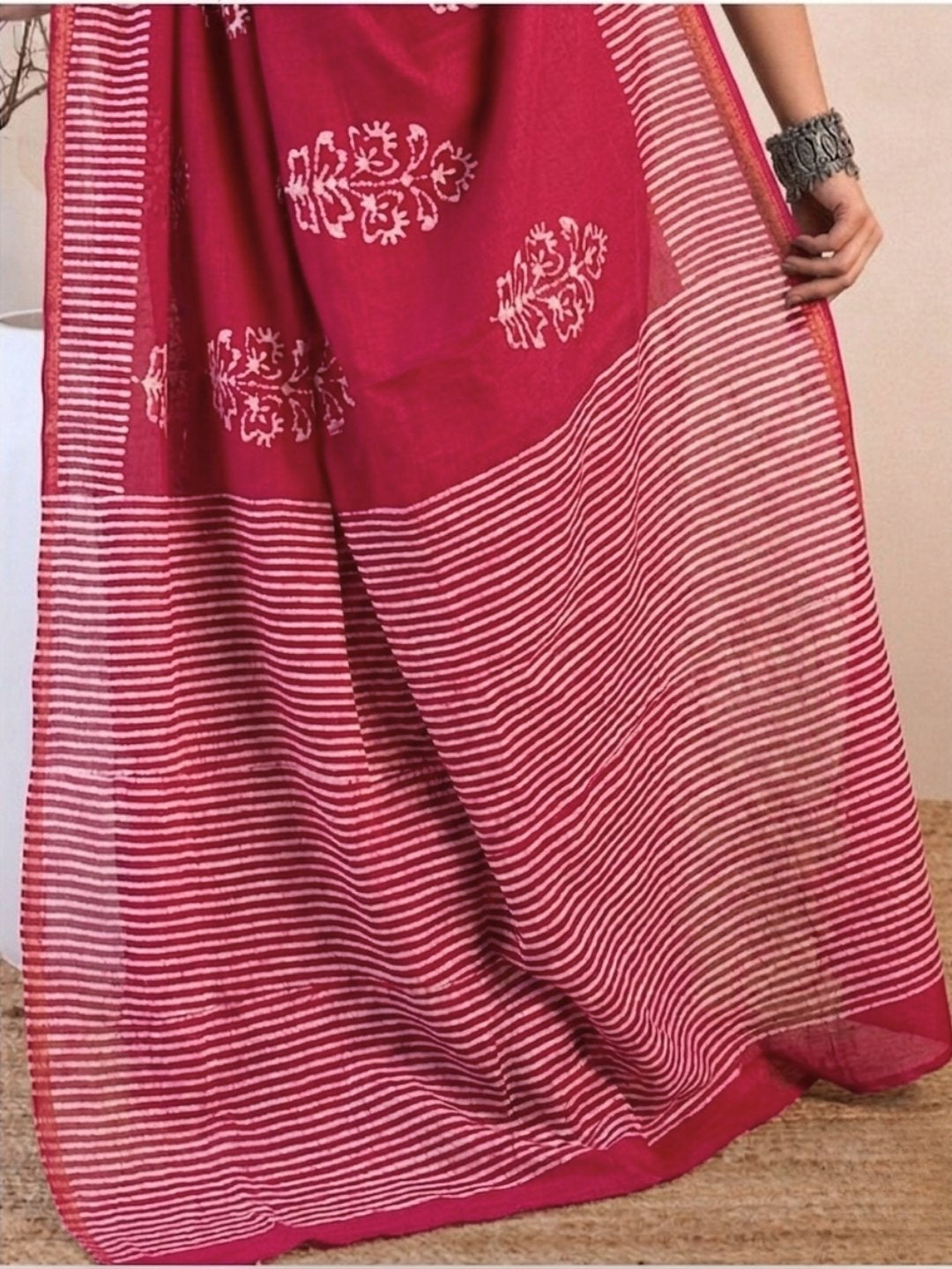Pink Ethereal Cotton Batik Saree with Blouse Piece