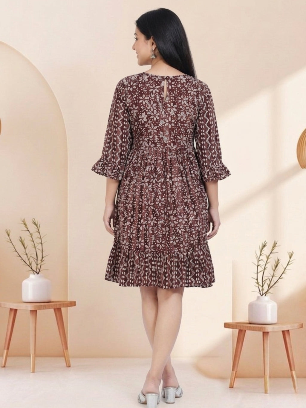 Maroon Batik Hand Printed Cotton Straight Tunic