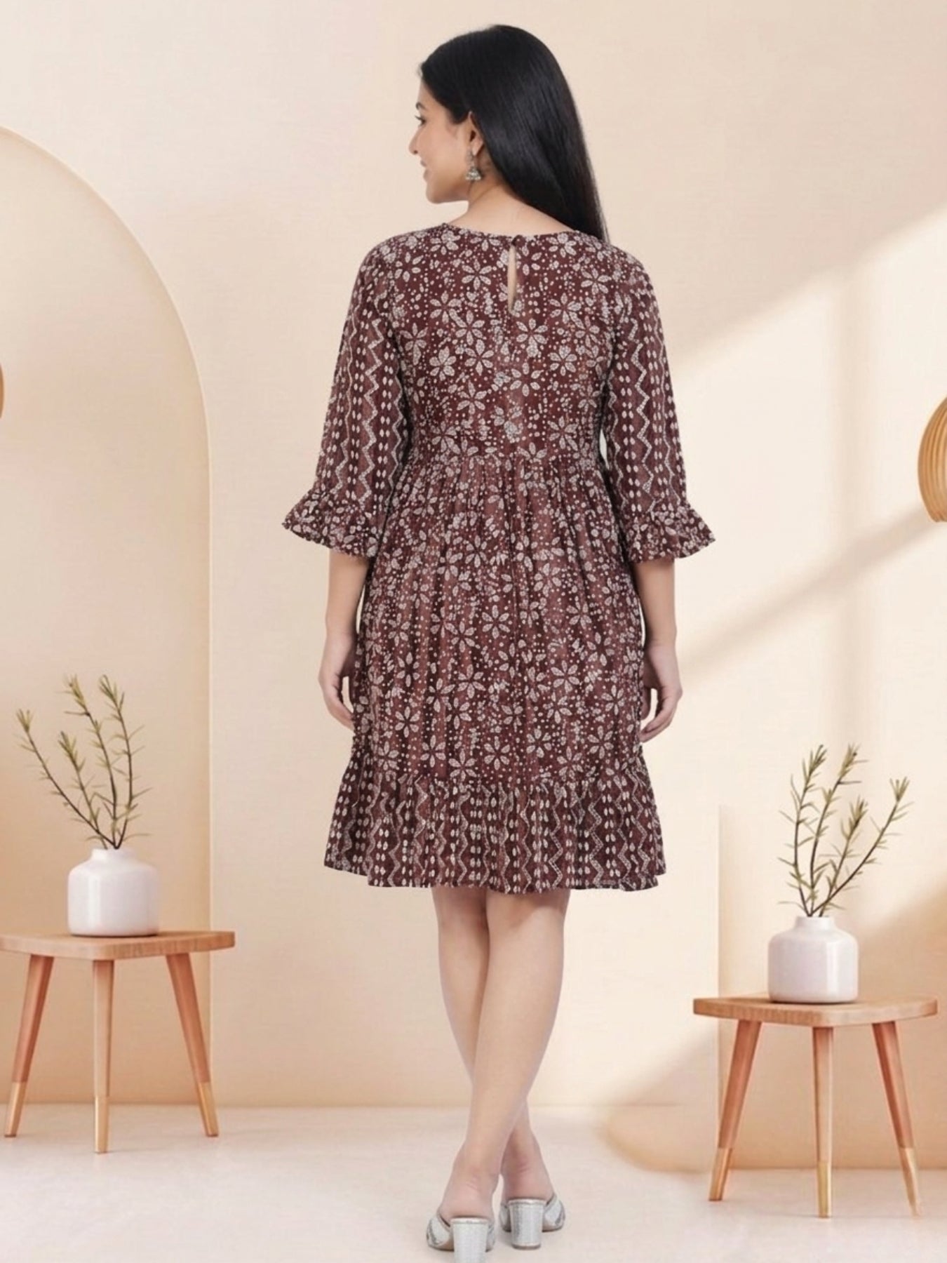 Maroon Batik Hand Printed Cotton Straight Tunic