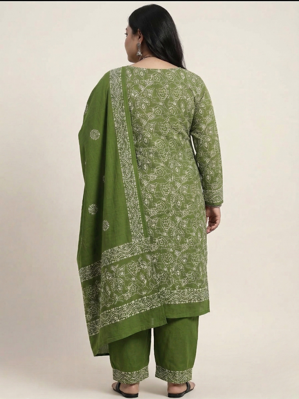Mehndi Floral Cotton Batik Print Plus Size Dress Material