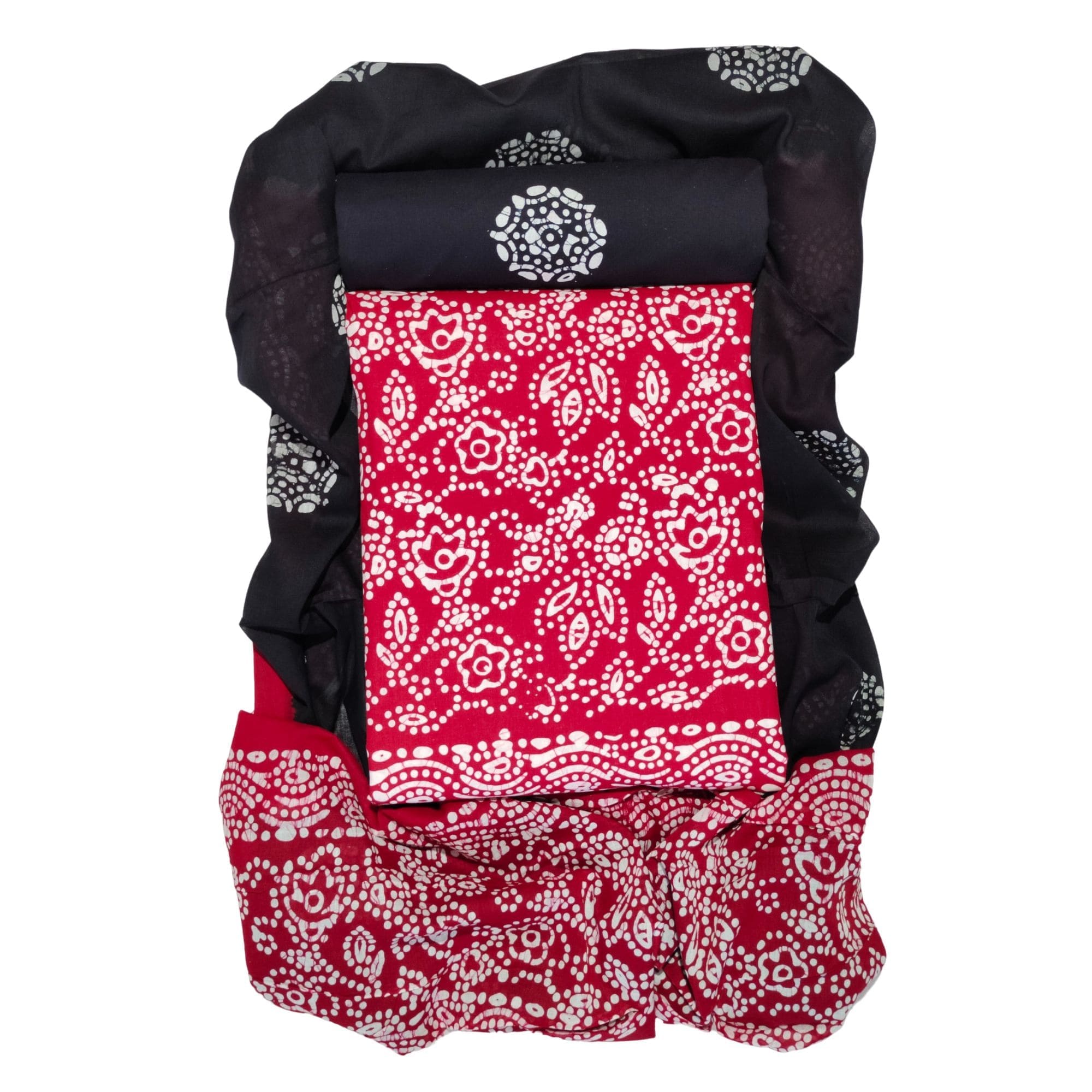 Red & Black Elegant Pure Salwar Suit Set With Dupatta