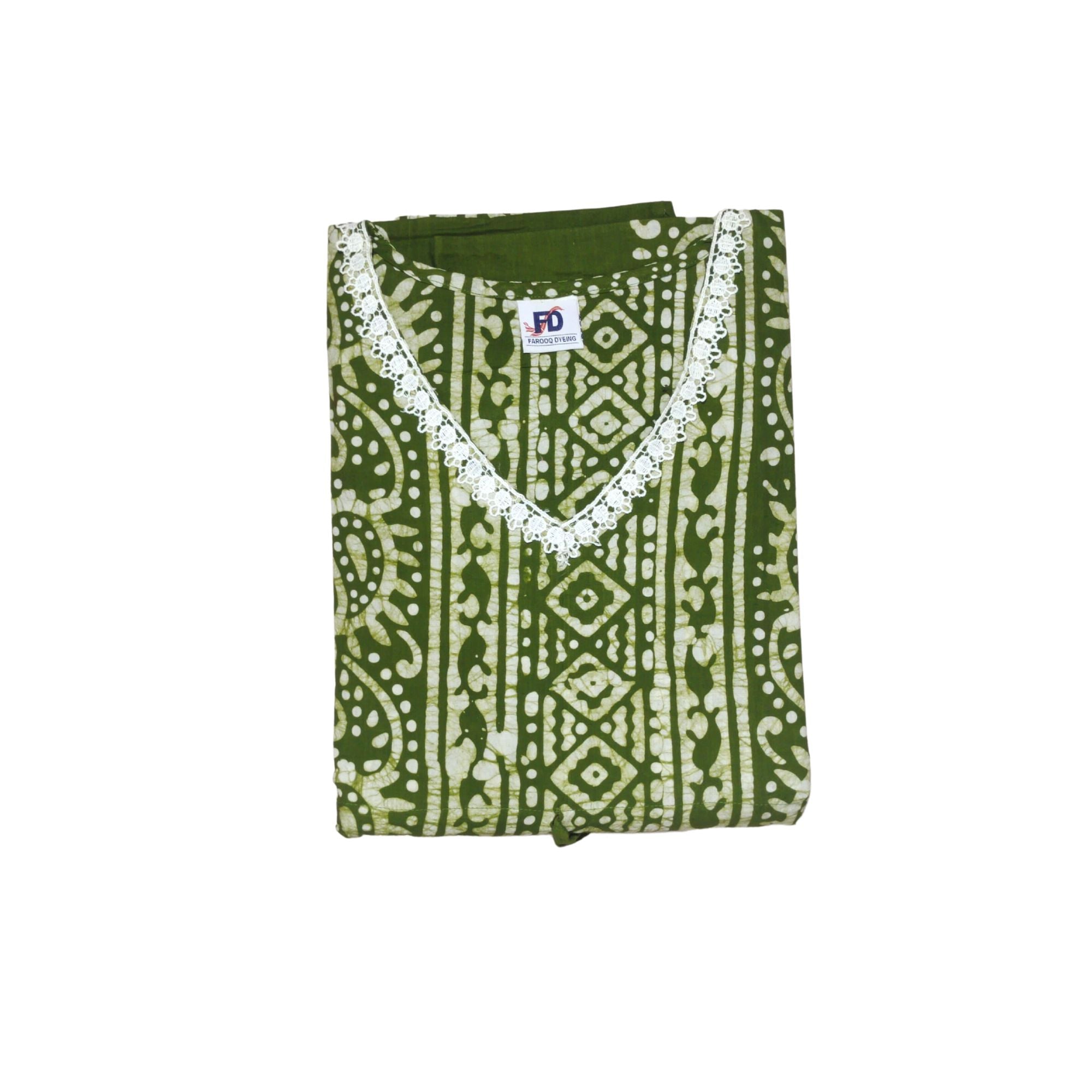 Bombay Batik Pure Cotton Kaftan Hand Block Printing – Mehndi Colour