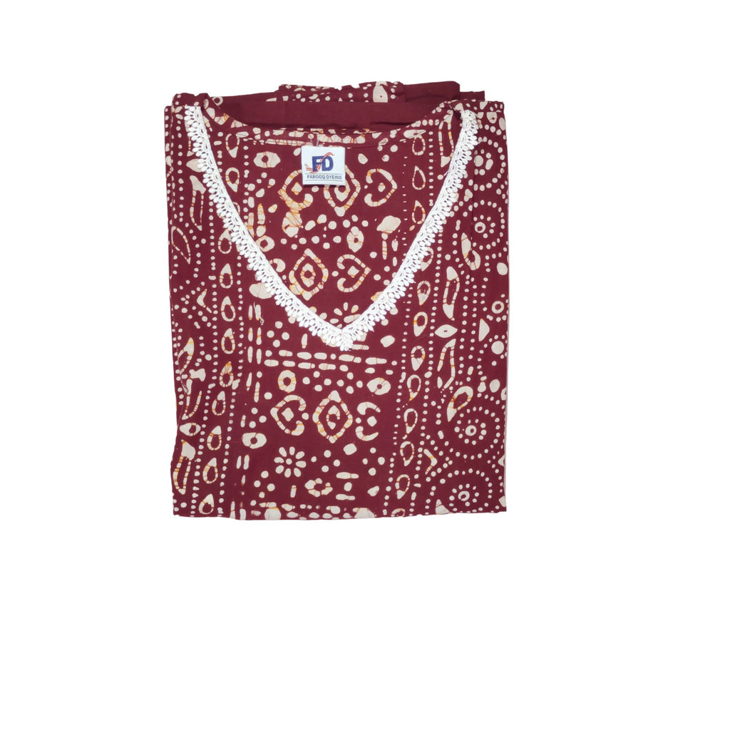 Bombay Batik Pure Cotton Kaftan Batik Handwork – Maroon Colour