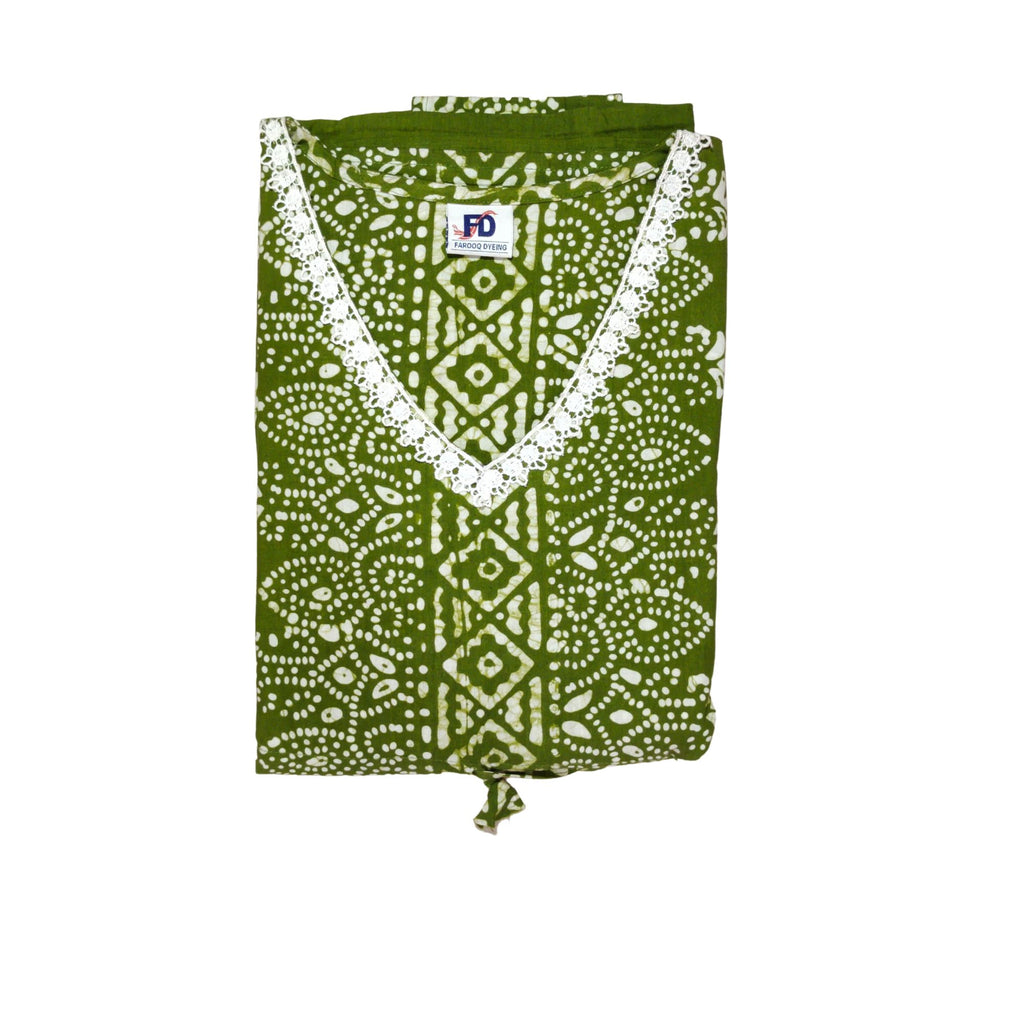 Bombay Batik Pure Cotton Kaftan Hand Block Printing – Mehndi Colour