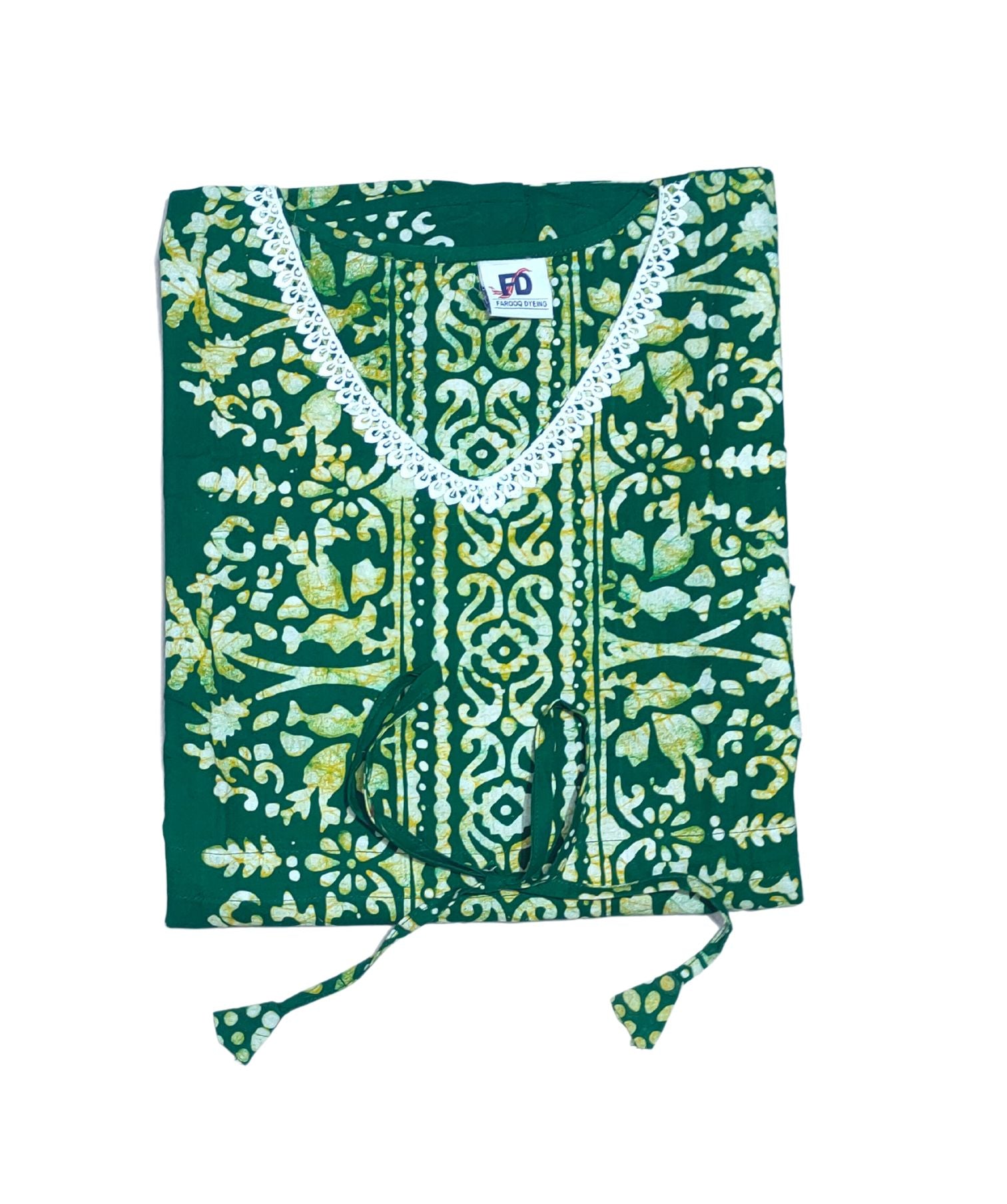 Bombay Batik Pure Cotton Kaftan Batik Handwork – Green Colour