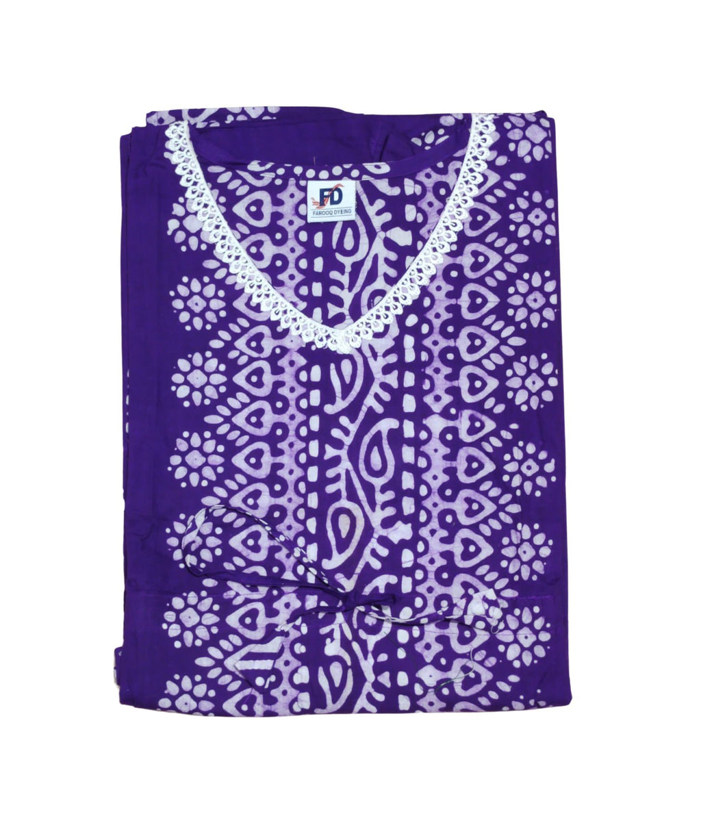 Bombay Batik Pure Cotton Kaftan Batik Handwork – Purple Colour