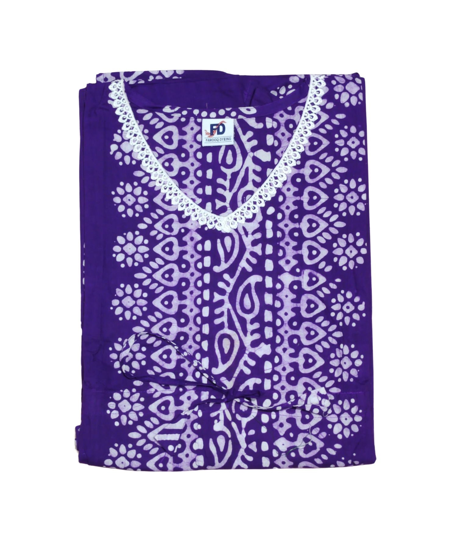 Bombay Batik Pure Cotton Kaftan Batik Handwork – Purple Colour