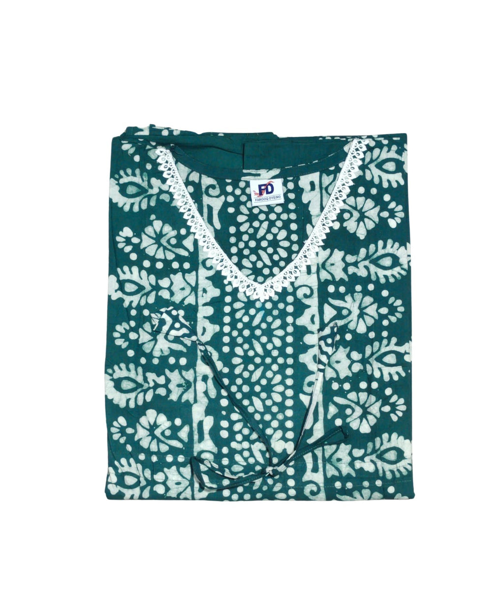Bombay Batik Pure Cotton Kaftan Batik Handwork – Teal Green Colour