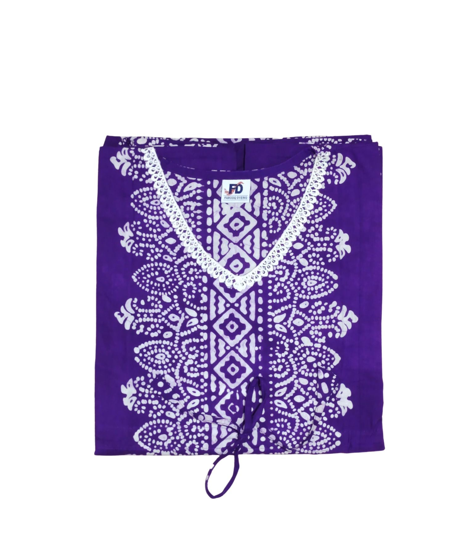 Bombay Batik Pure Cotton Kaftan Hand Block Printing – Purple Colour