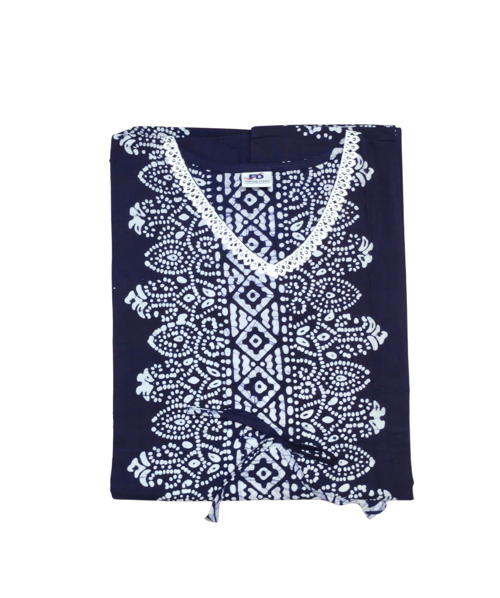 Bombay Batik Pure Cotton Kaftan Batik Handwork – Navy Blue Colour