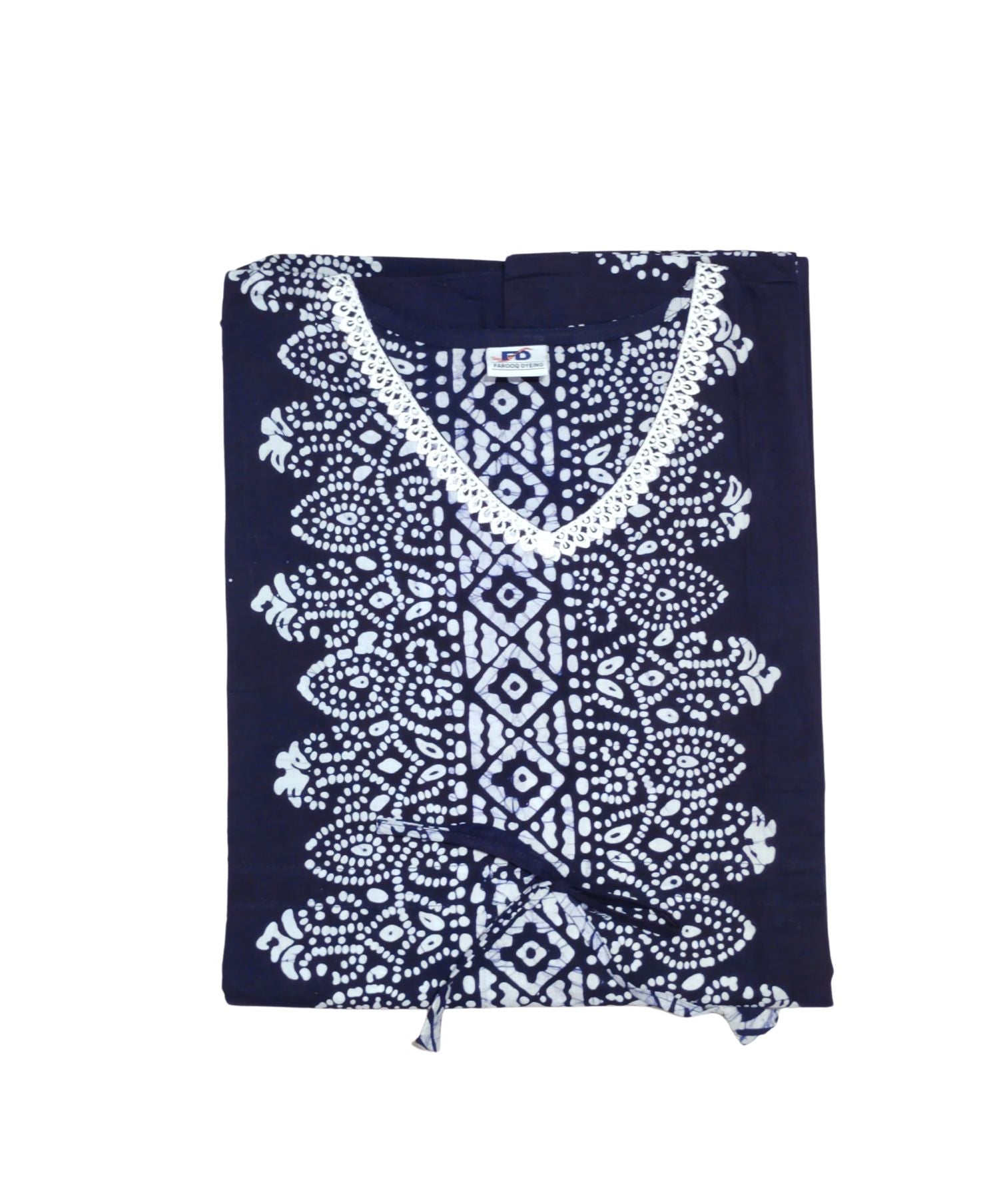 Bombay Batik Pure Cotton Kaftan Batik Handwork – Navy Blue Colour