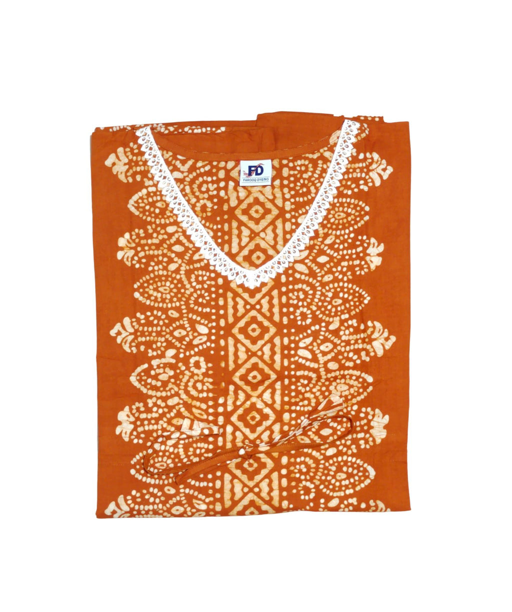 Bombay Batik Pure Cotton Kaftan Batik Handwork – Brown Colour