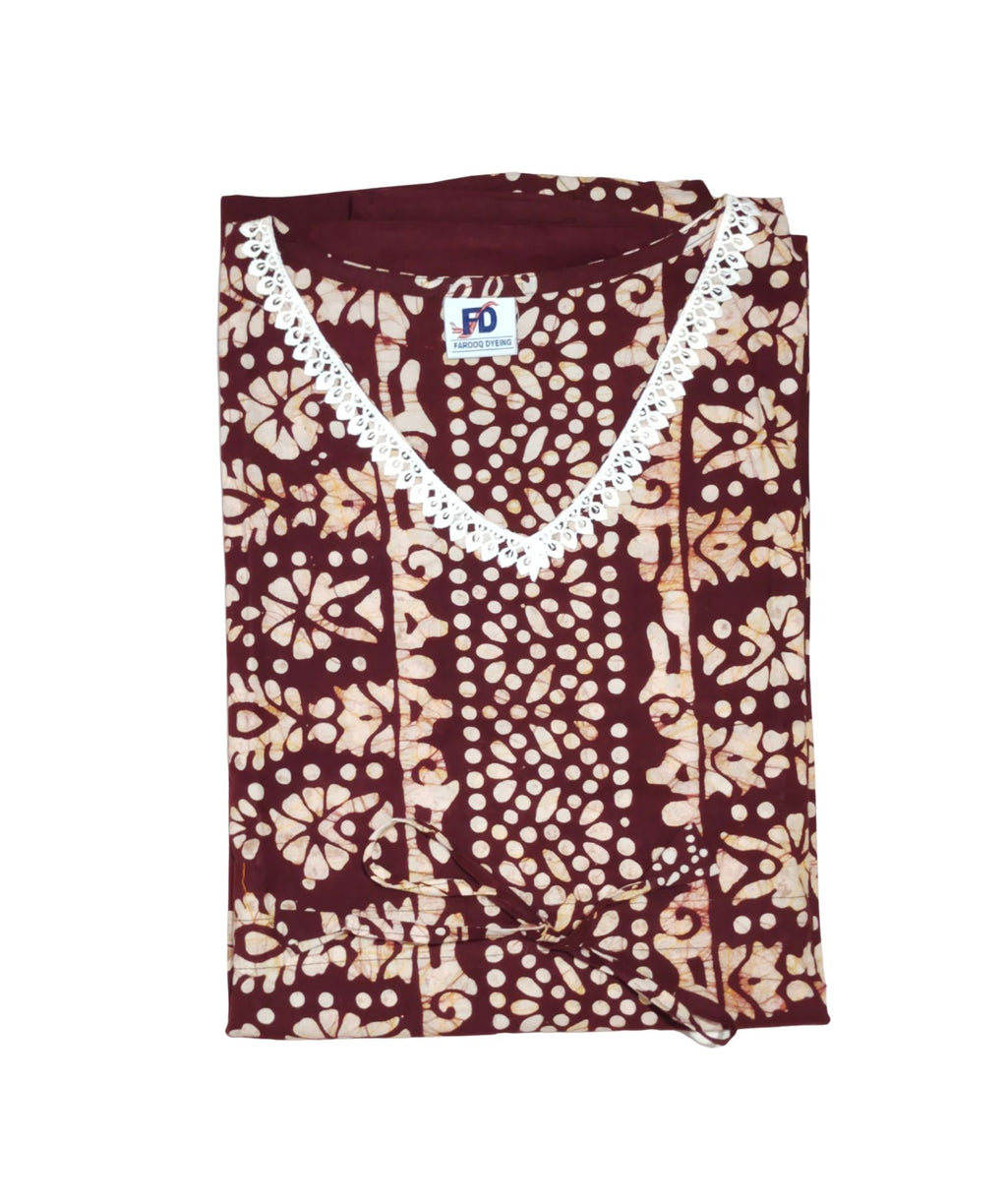 Bombay Batik Pure Cotton Kaftan Batik Handwork – Maroon Colour