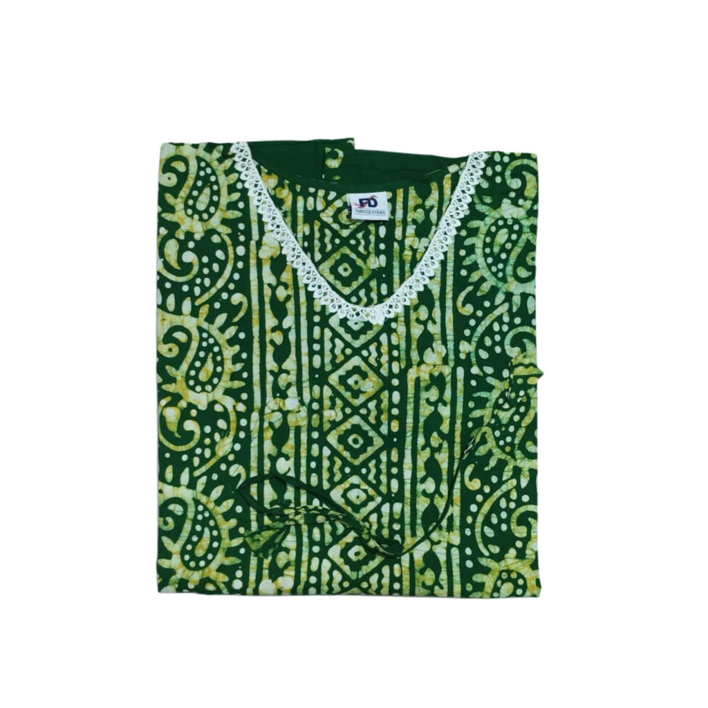 Bombay Batik Pure Cotton Kaftan Batik Handwork – Green Colour