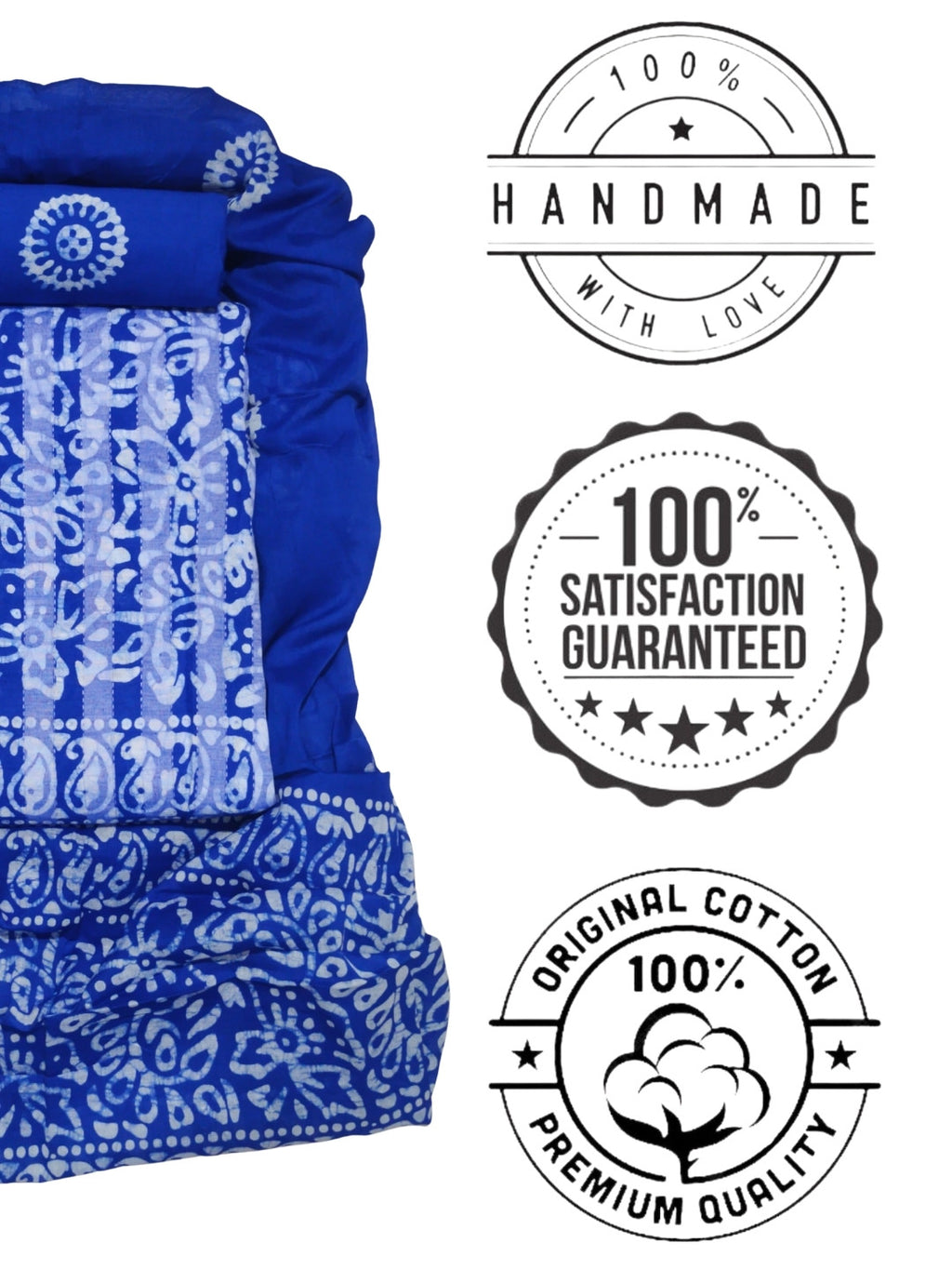 Bombay Batik Pure Cotton Dress Material Traditional Batik Dyeing – Blue Colour