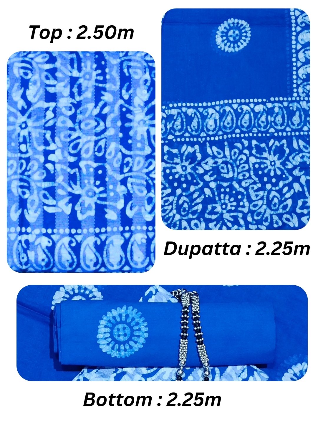 Bombay Batik Pure Cotton Dress Material Traditional Batik Dyeing – Blue Colour