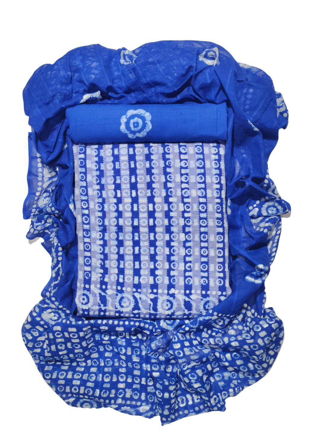 Bombay Batik Pure Cotton Dress Material Wax-Resist Batik Printing – Blue Batik