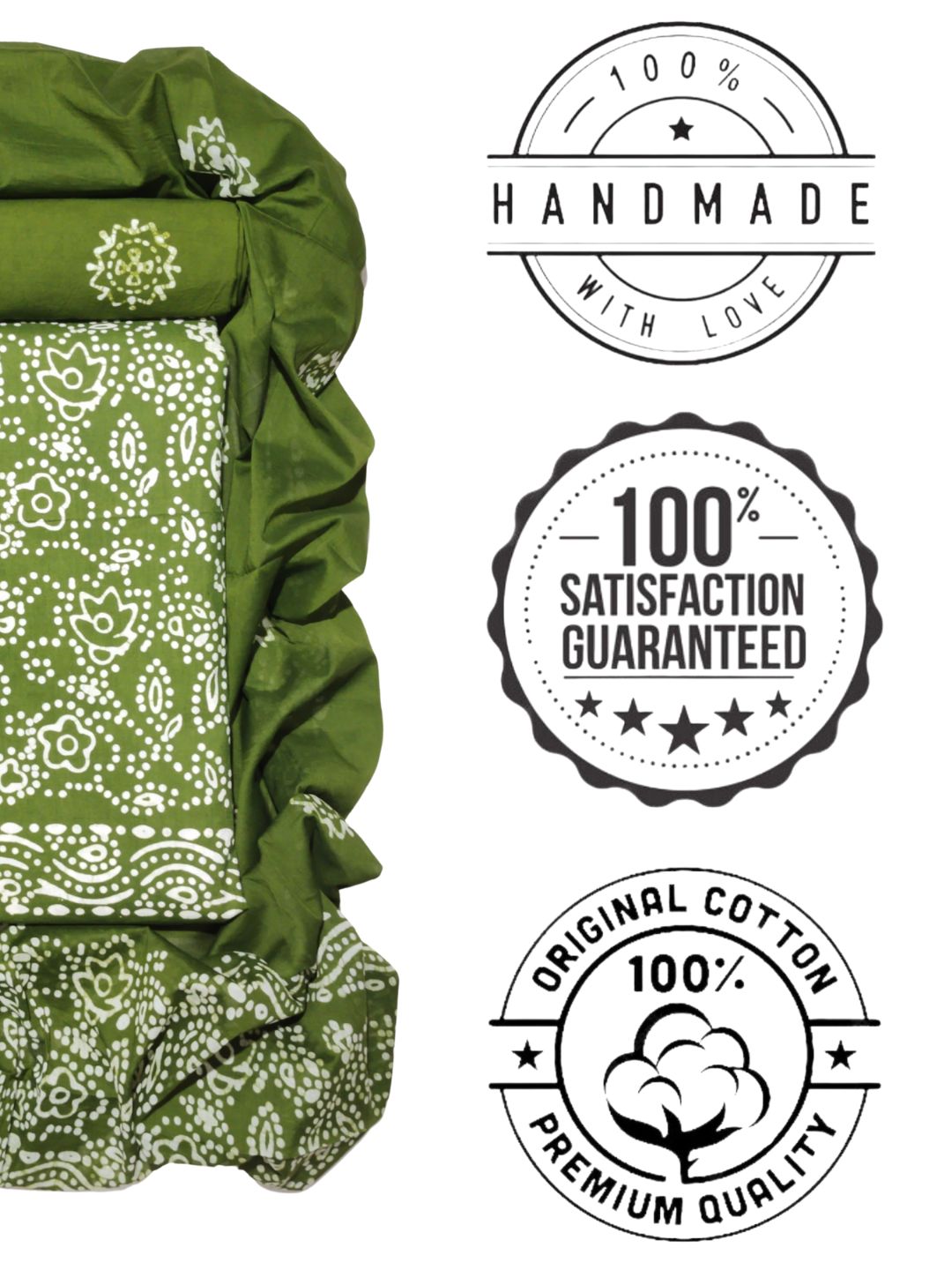 Bombay Batik Pure Cotton Dress Material Hand block printed  Mehndi Batik