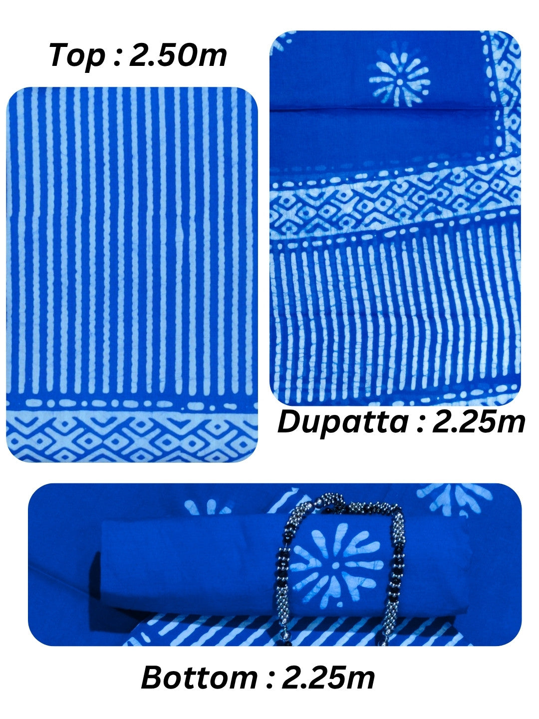 Bombay Batik Pure Cotton Dress Material Block-Wax Printing Technique – Blue Colour