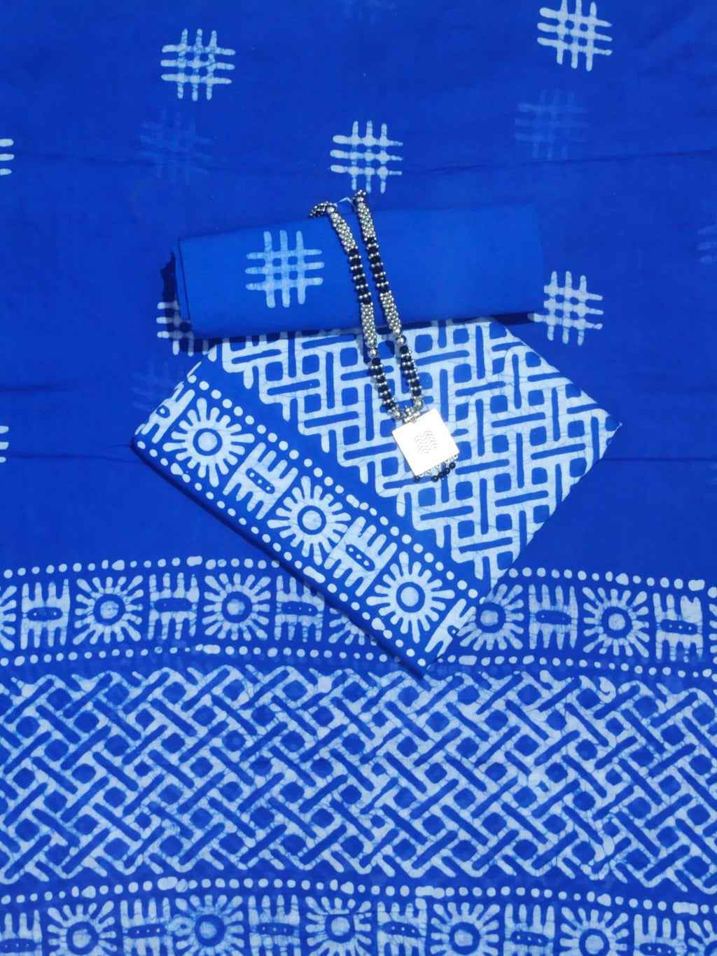 Bombay Batik Pure Cotton Dress Material Handcrafted Batik Design – Blue Batik