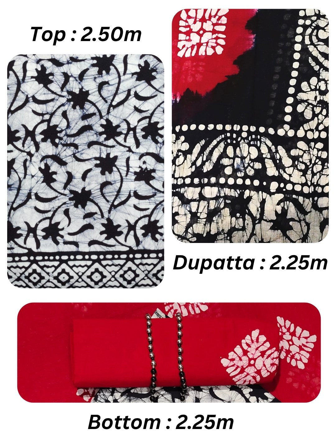 Bombay Batik Pure Cotton Dress Material Natural Dye Batik Printing – Black Red Batik