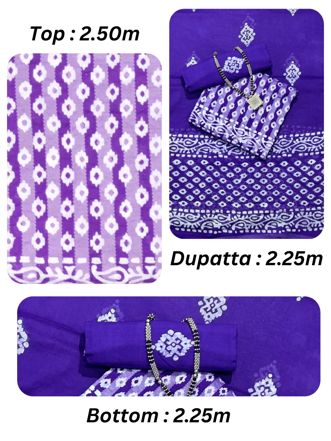 Bombay Batik Pure Cotton Dress Material Natural Dye Batik Printing – Purple Colour