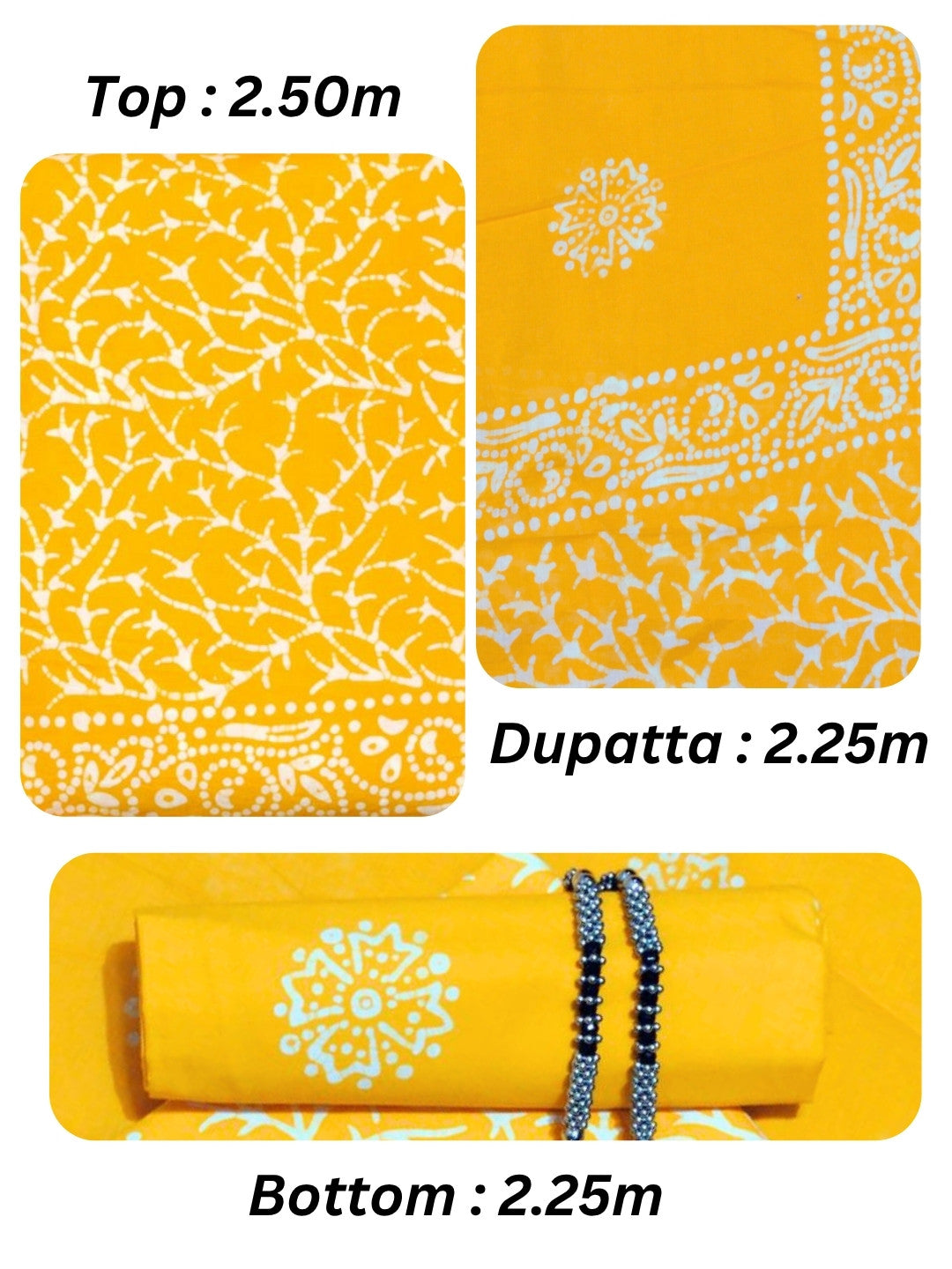 Bombay Batik Pure Cotton Dress Material Traditional Batik Dyeing – Yellow Colour