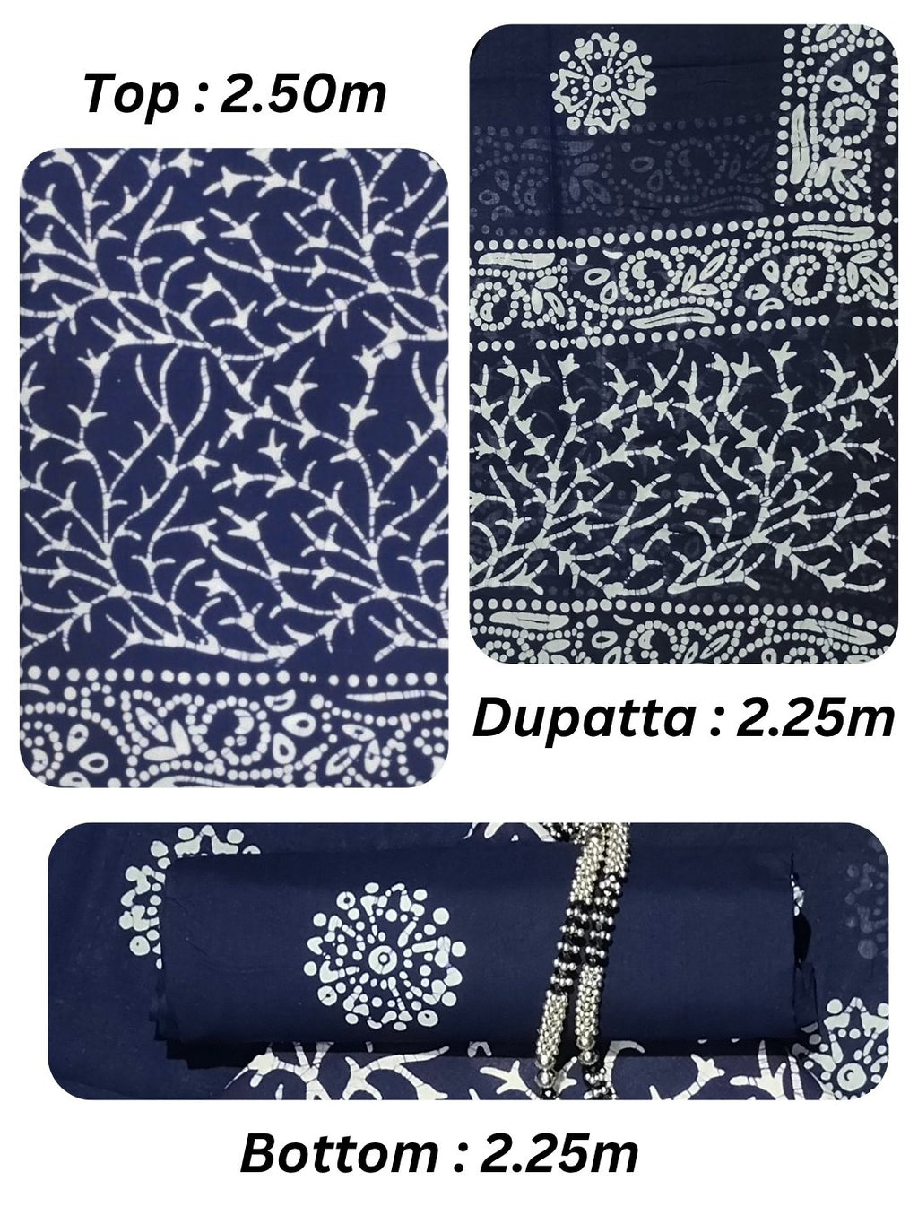 Bombay Batik Pure Cotton Dress Material Ethnic Batik Crafting – Navy Blue Batik