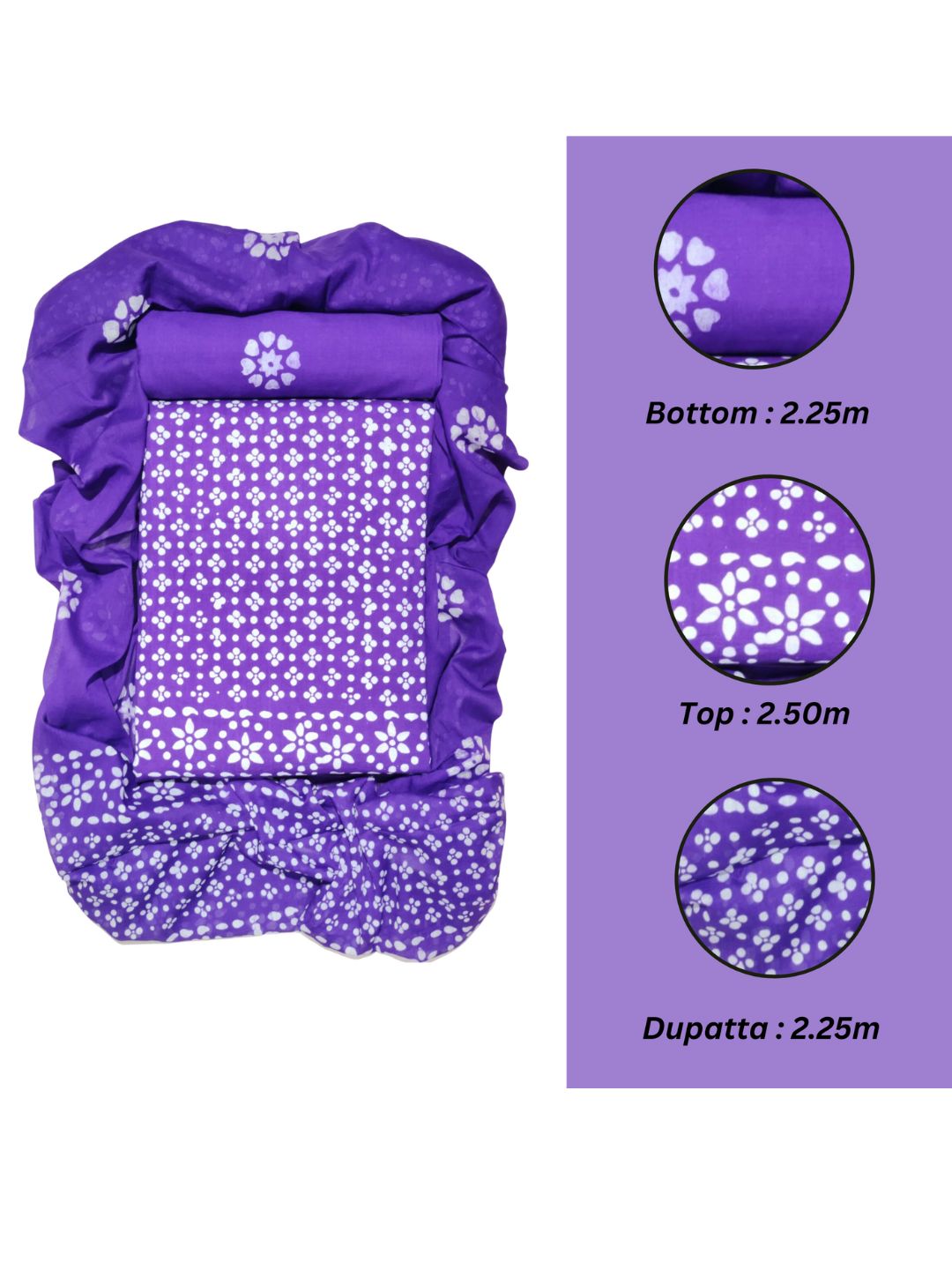 Bombay Batik Pure Cotton Dress Material Ethnic Batik Crafting – Purple Colour