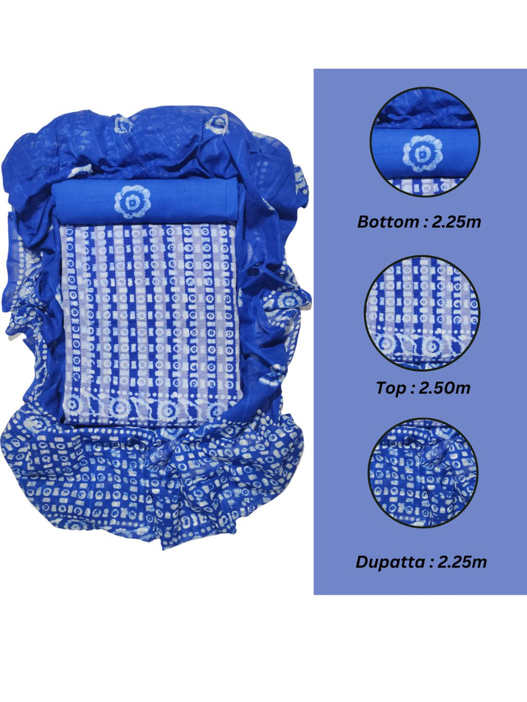 Bombay Batik Pure Cotton Dress Material Wax-Resist Batik Printing – Blue Batik