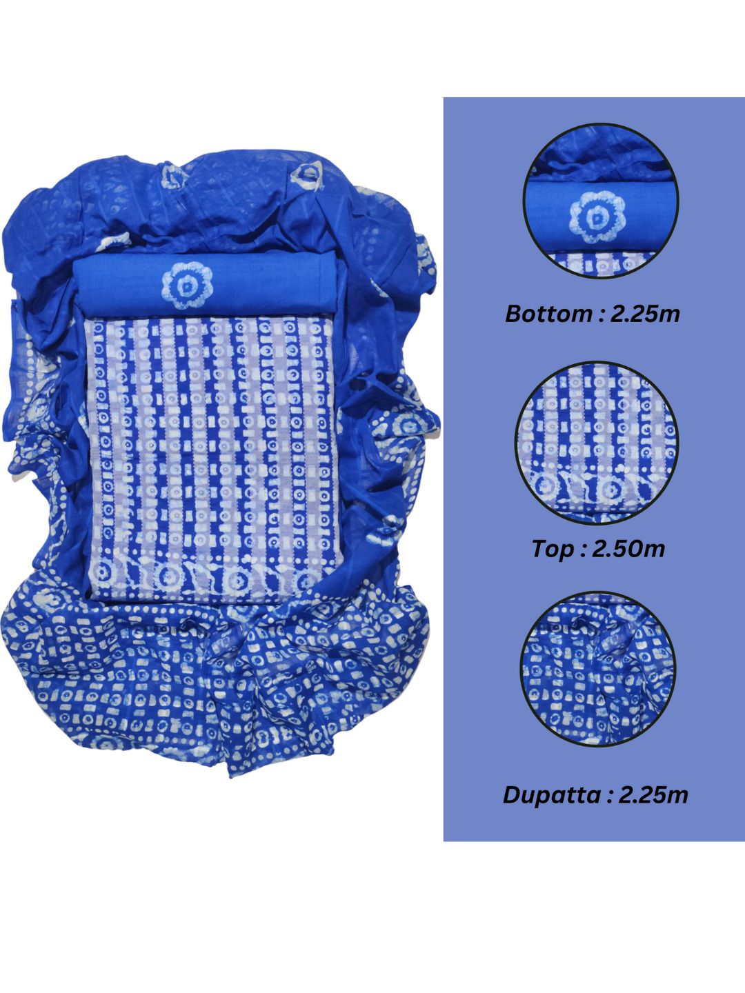Bombay Batik Pure Cotton Dress Material Wax-Resist Batik Printing – Blue Batik
