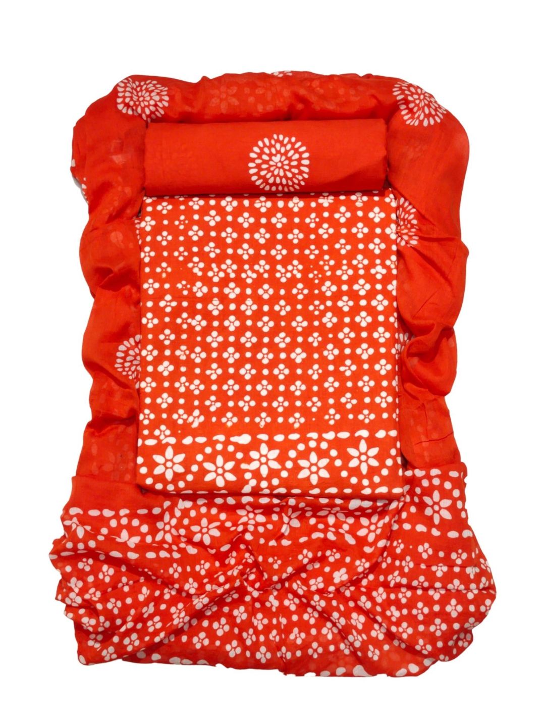 Orange Elegant Batik Print Churidar Material With Dupatta