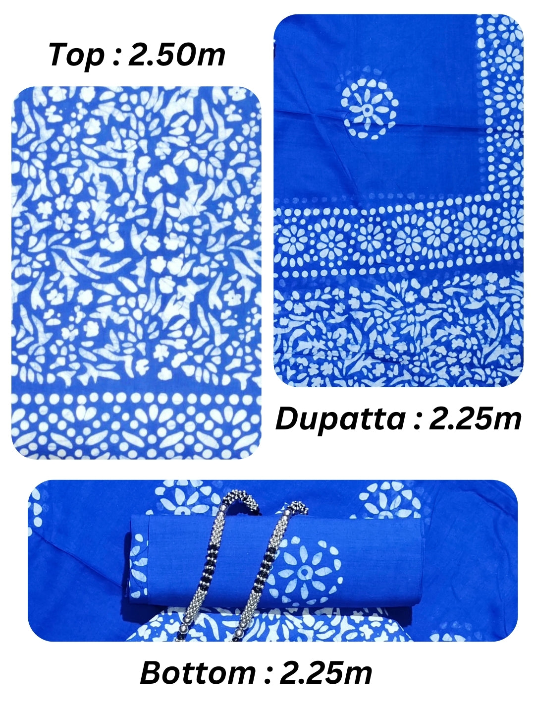 Bombay Batik Pure Cotton Dress Material Block-Wax Printing Technique – Blue Colour