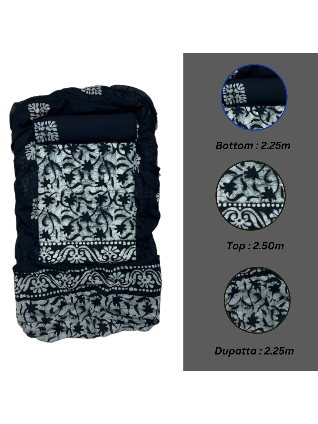Bombay Batik Pure Cotton Dress Material Traditional Batik Dyeing – Black Colour