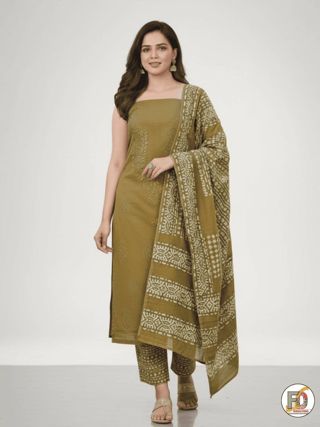 Bombay Batik Pure Cotton Dress Material Traditional Batik with Embroidery-Inspired Designs – Khaaki Batik