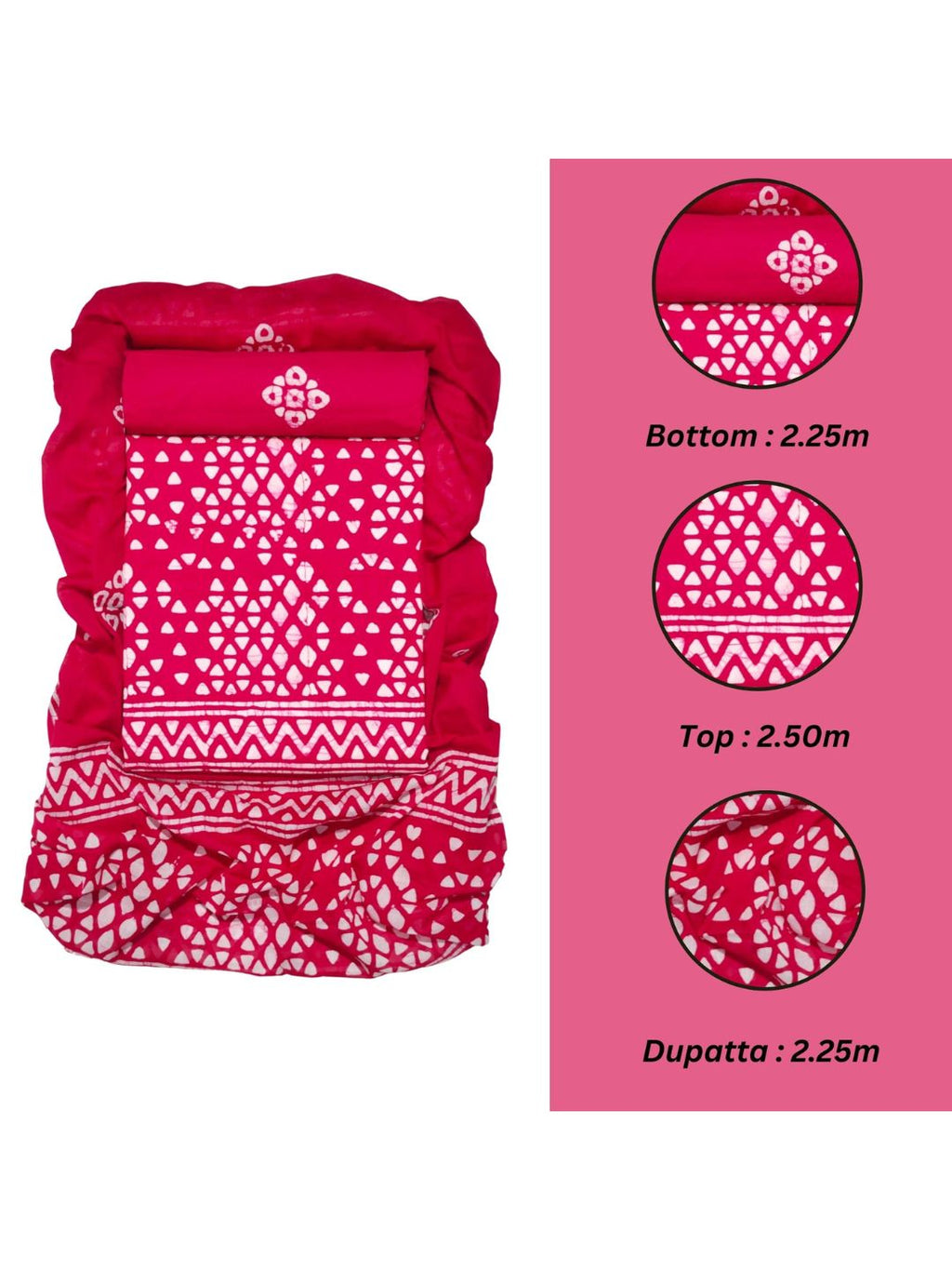 Bombay Batik Pure Cotton Dress Material Hand-Painted Batik Motifs – Pink Batik