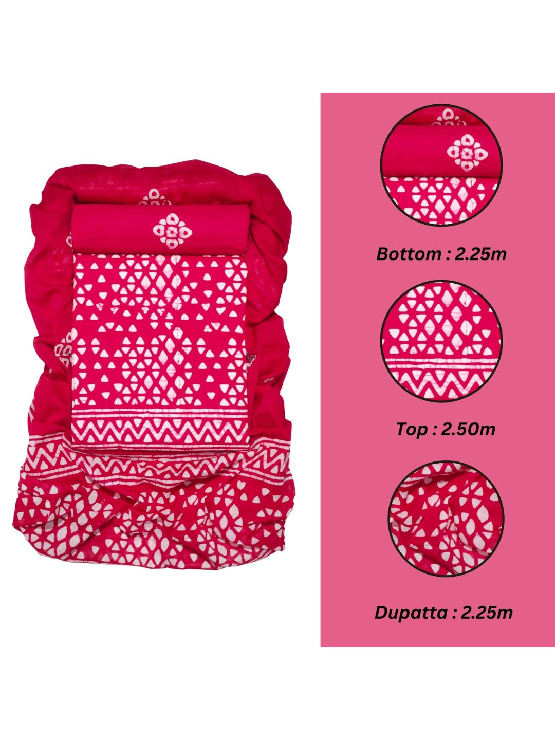 Bombay Batik Pure Cotton Dress Material Hand-Painted Batik Motifs – Pink Batik