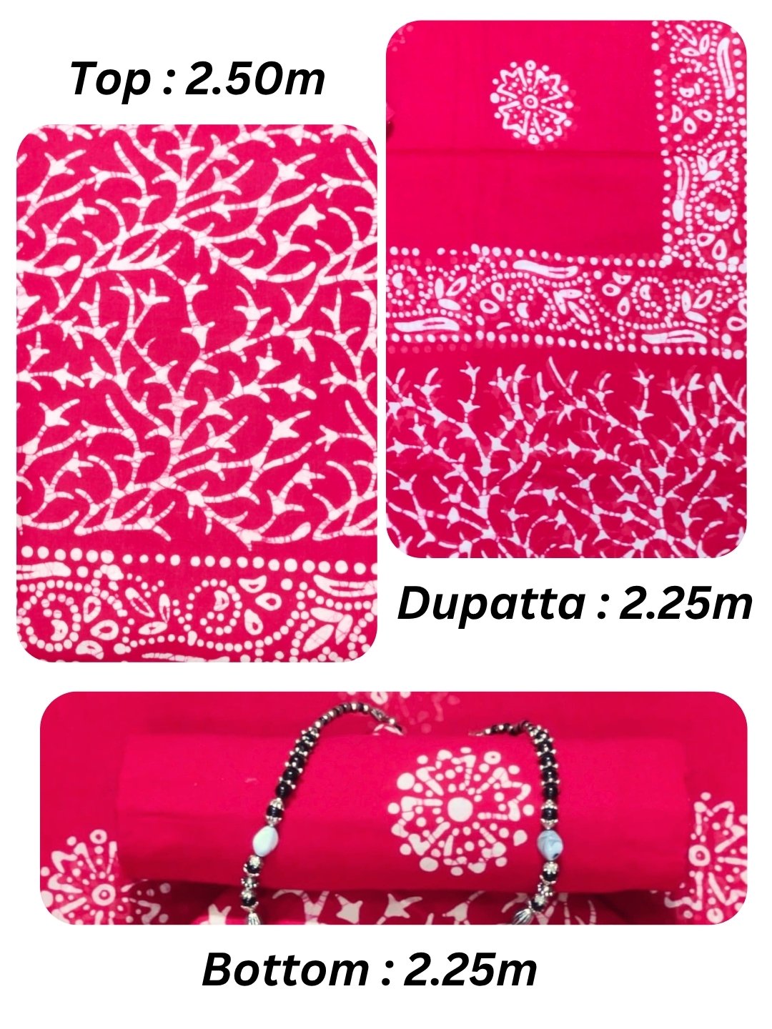 Bombay Batik Pure Cotton Dress Material Hand-Painted Batik Motifs – Pink Colour